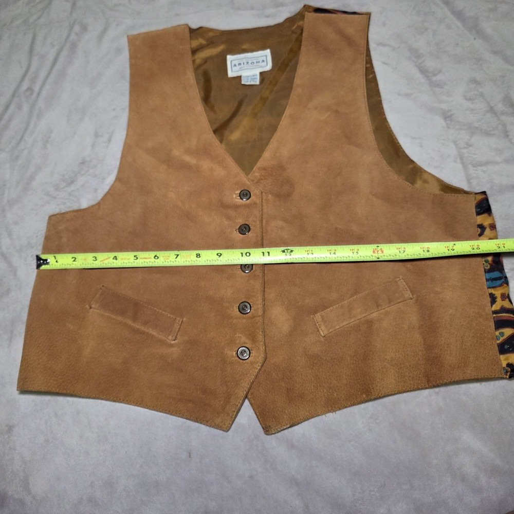 Arizona Jean Co. Brown Faux Suede Western Vest Women's XL Button Front Vintage - Picture 5 of 8